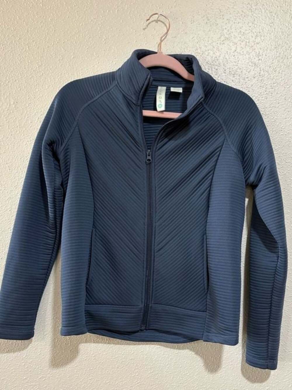 Brisas Ribbed Zip Front Jacket Blue Size Small